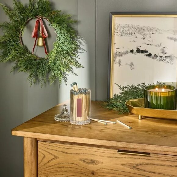 12" Mini Cypress with Brass Bell and Red Ribbon Wreath Hearth & Hand Magnolia - Picture 3 of 4